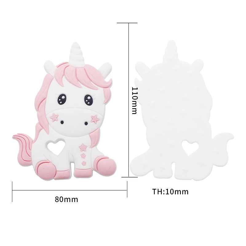 Chenka 5 개 실리콘 유니콘 Teether 귀여운 동물 Teether DIY 간호 씹는 Teether 체인 펜던트 목걸이 장난감
