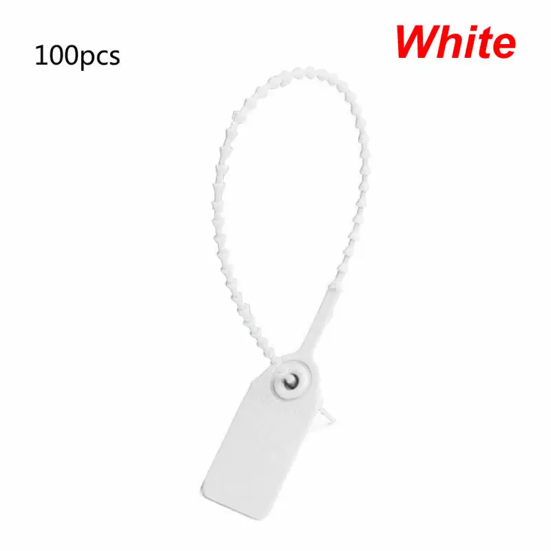 White 100 шт одноразовые пластиковые уплотнения тканые плетеные сумки уплотнения Pull-Tite защитные уплотнения вывески пронумерованные самофиксаторы - Цвет: White