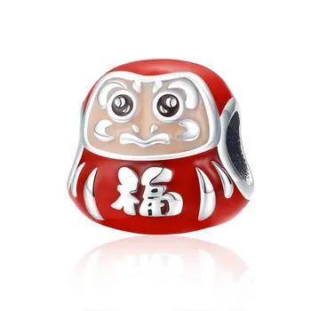 

Qikaola Hot Sale 100% 925 Sterling Silver Japan Daruma Red Enamel Beads fit Charms Women Bracelets Jewelry Making CMC1087