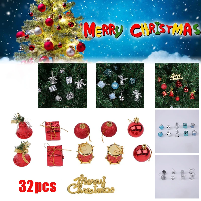 32PCS/Box Christmas Tree Hanging Decoration Pendants Ball Decors Creative