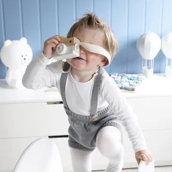 

1pcs Newborns Baby Room Bed Bumper Decoration Wooden Camera Toys Infant Kids Baby Bedding Sleeping Toys For Baby Room Gift