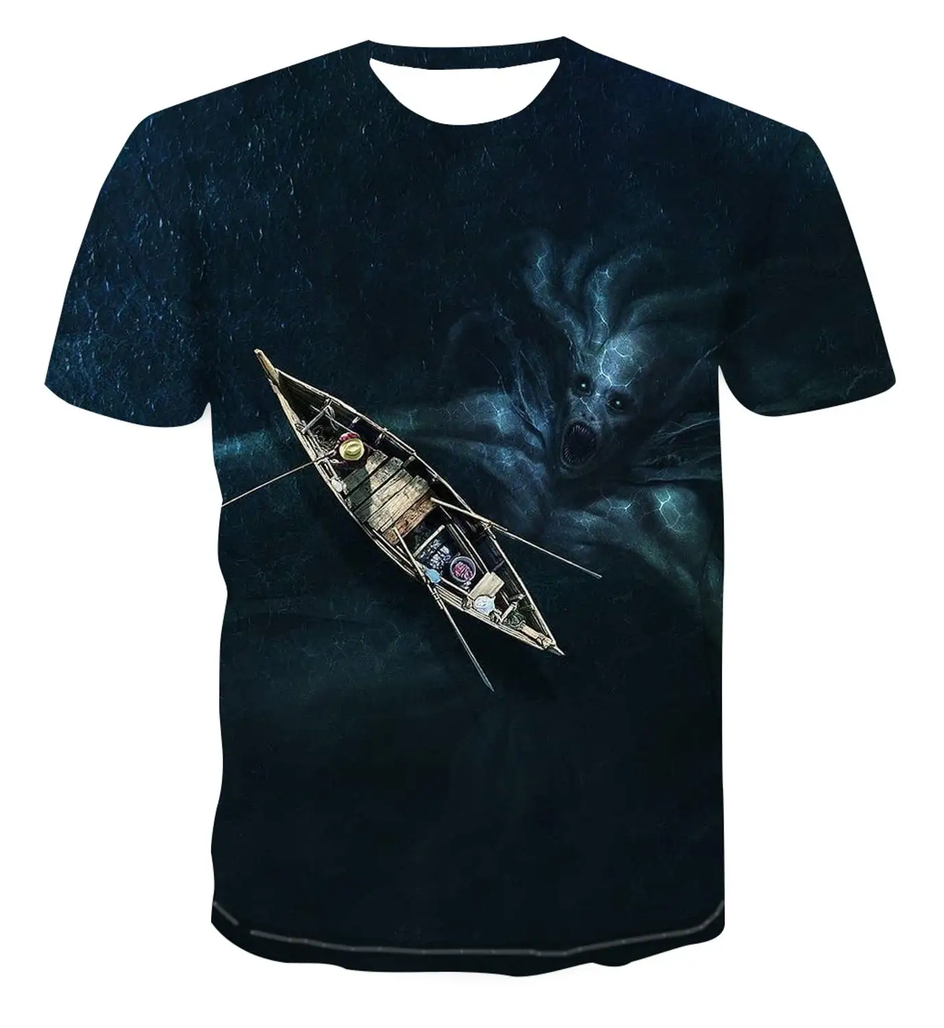 2020 Лоскутная 3DT рубашка мужская с коротким рукавом Круглый вырез свободная