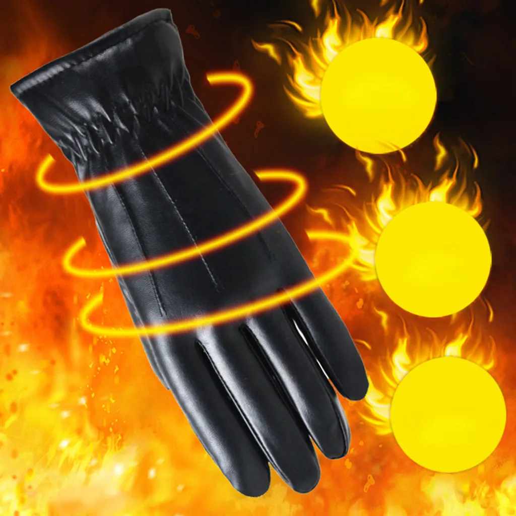 Модные женские перчатки плюс бархатные утолщенные теплые ветрозащитные варежки кожаные водонепроницаемые перчатки# YL5