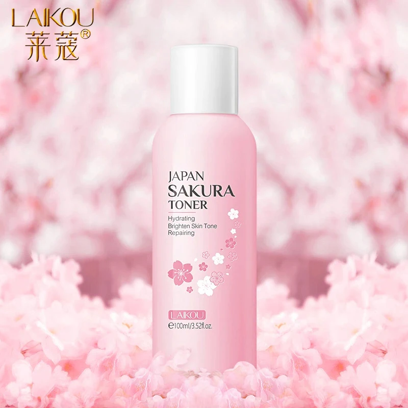 LAIKOU Cherry Blossoms Face Tonic Deep Moisturizing Oil-control Shrink Pores Makeup Water Whitening Skin Care Japan Sakura Toner