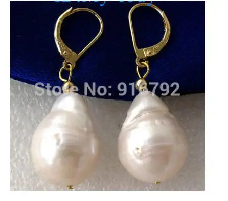 

Free Shipping Wholesale 14x19mm White Keishi Keshi Drip Baroque Pearl Earrings 14KGP