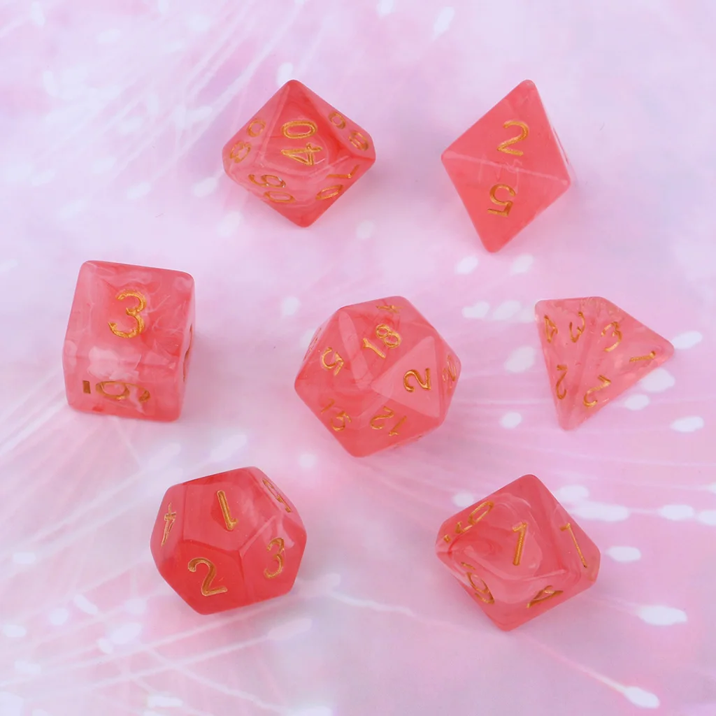 Pack of 7 Gem Acrylic Polyhedral Dice for Dungeons and Dragons D4 Dice Cup Games 1.6cm Length for Dice Game Lovers
