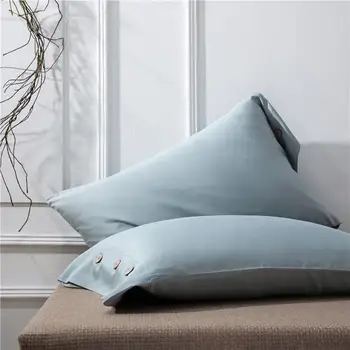 

Bonenjoy 100%Cotton Satin Pillowcase Solid Color Decorative Pillow Sham with Button Luxury Egyptian Cotton Pillow Cover