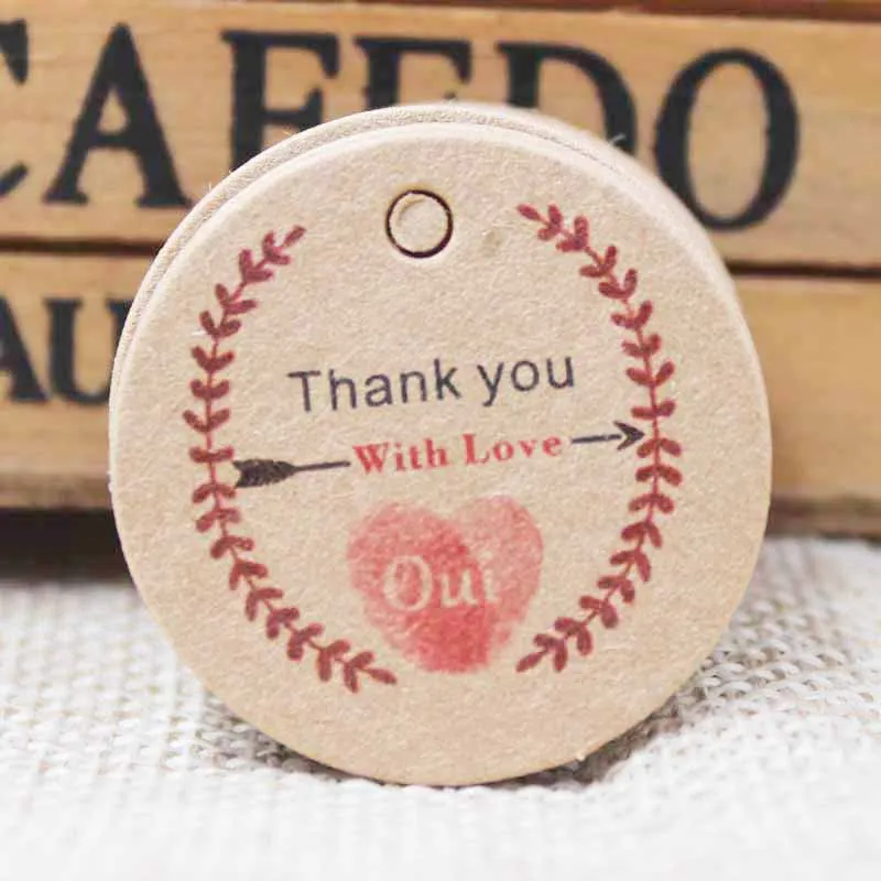 

New 500pcs DIY thank you jewelry &gifts label tag ,vintage HOME MADE candy/cookies decoration label tag ,kraft cake hang tag 3cm