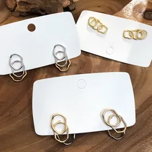 Шикарные Серебряные Золотые Mulit круг двойной износ способ кольцевая Петля Серьги гвоздики для женщин модные ювелирные изделия Новинка
