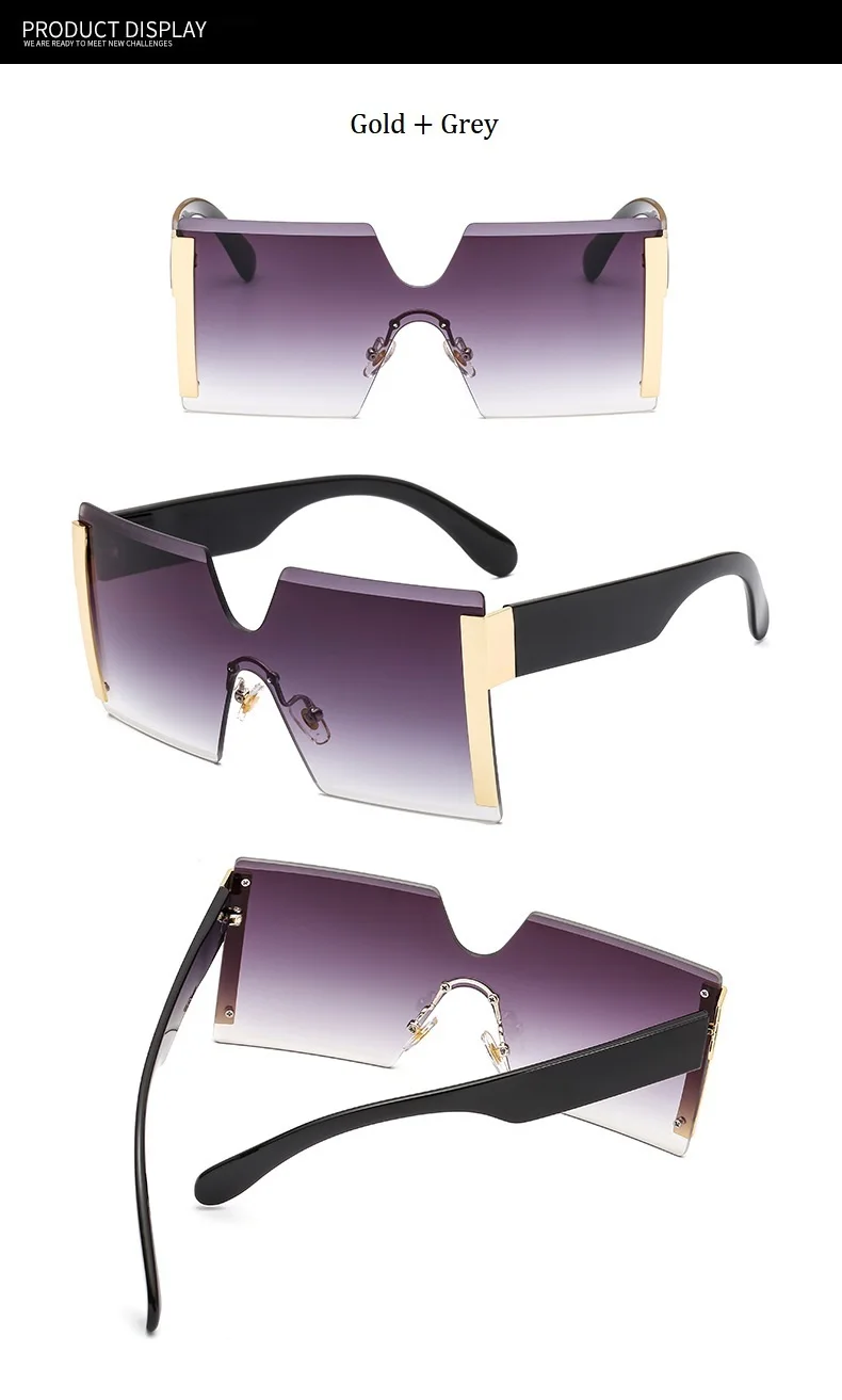 Новые интегрированные женские крупные солнцезащитные очки ретро брендовые дизайнерские градиентные солнцезащитные очки Мужские Винтажные Солнцезащитные очки в крупной оправе