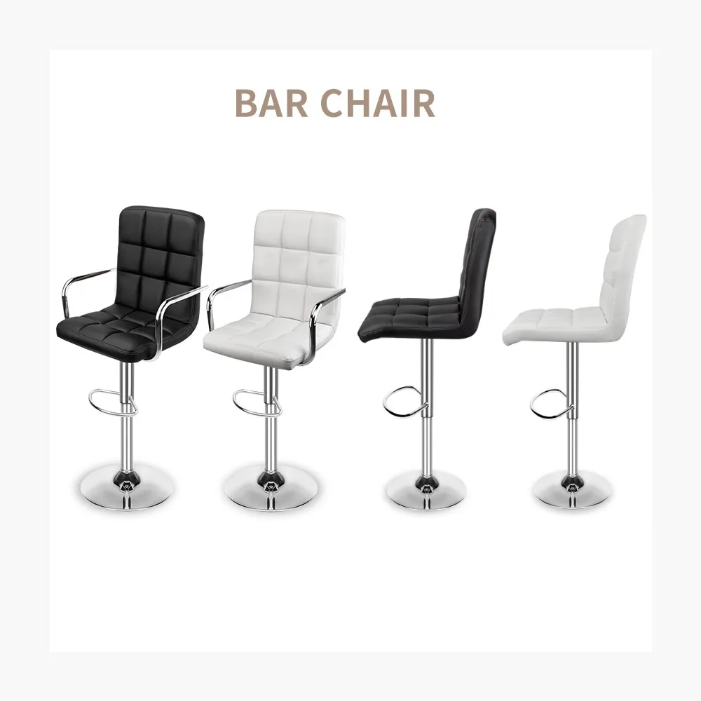 

Furgle Modern Square PU Leather Bar Stools with Adjustable High Back Set of 2 Bar Chair with Armrests Dining Chair for Kitchen