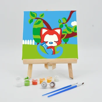 

Paint Oil Painting By Number 20×20cm With Frame On Canvas For Children DIY Cartoon Fox Pictures Acrylic Artworks Kids Coloring