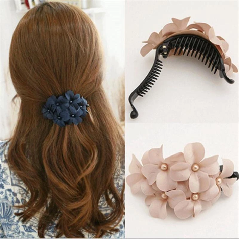 

Twist Flowers Hairpins Banana Temperament Horsetail Clip Head Accessories for Women Girls