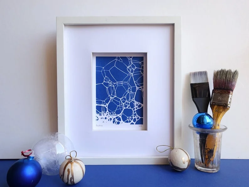 Настенная Картина на холсте мыльные пузырьки цианотип священное геометрическое