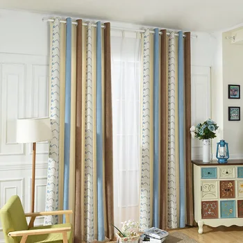 

Mediterranean Chenille Jacquard Shade Curtains for Living Dining Room Bedroom.