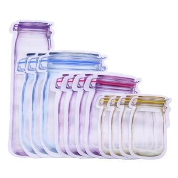 

5 Pieces Mason Jar Zipper Bags Reusable Snack Saver Bag Leakproof Food Saver Storage Bags Sandwich Candy Ziplock Bags for Travel