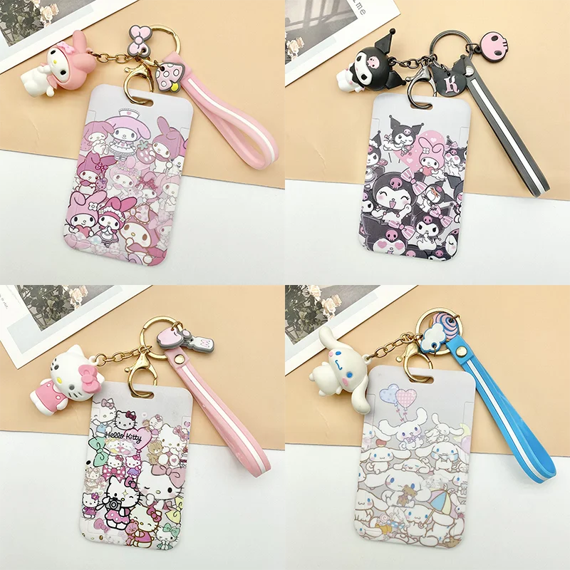 Kitty Anime Bus ID Card Holder Cartoon Girl Purse Students Photo Keycard with Lanyard Pendant Certificate Melody Keychain | Канцтовары