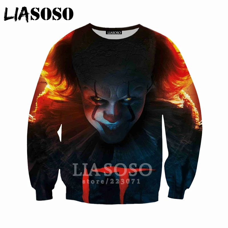 

LIASOSO 3D Print Horror Movie It Chapter Two Women Sweatshirt Clown Men Cosplay Harajuku Men's Shirt Pennywise Sportswear D010-1
