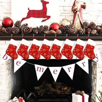 

4pcs/set Large Christmas Stockings Gifts Cloth Snow Socks Xmas Lovely Gift Bag For Children Fireplace Tree Christmas Decoration