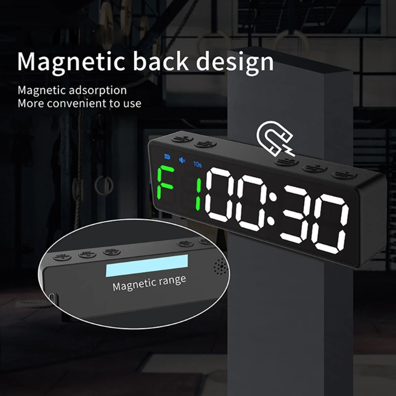 Portable Gym Timer Interval Timer Workout Fitness Clock Countdown/UP/Stopwatch Magnetic & USB Rechargable 4 Types 4
