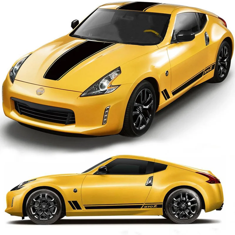 Sport Racing Cofano Anteriore Con Gonna Laterale Linea Vita Strisce Adesivi Decalcomania Vinile Grafica Wrap Kit Per Nissan 370Z