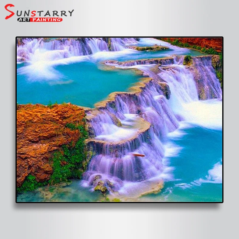 

Sunstarry 5D DIY Diamond Painting Waterfall Full Round Rhinestone Diamond Embroidery Landscape Cross Stitch Mosaic Home Decor