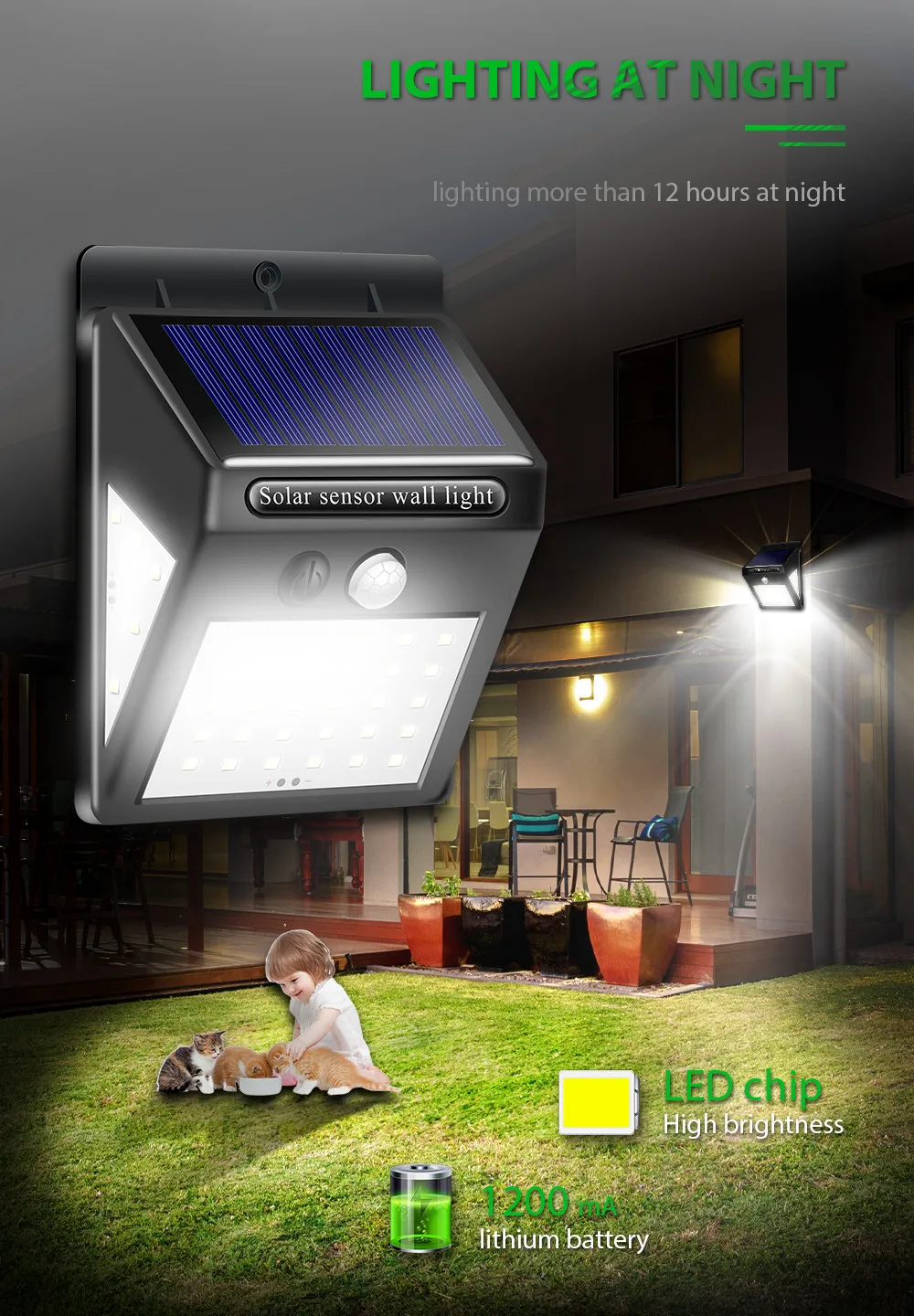 

1-4pcs 40 LED luz Solar Light Motion Sensor Waterproof Garden solar Light Outdoor Path Security Light 3 Sided Luminous lighting