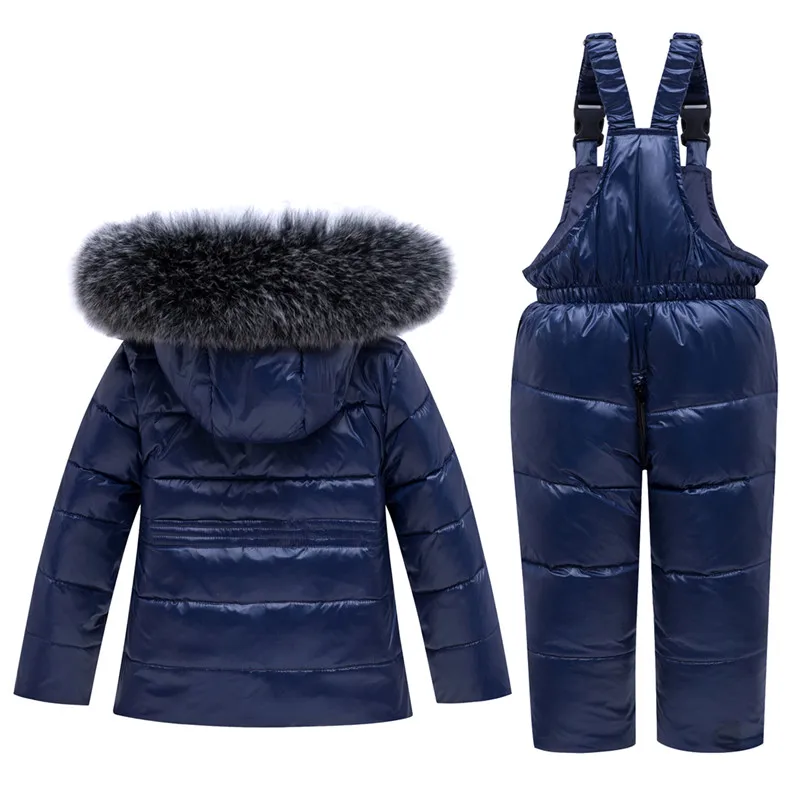 1-6 Years Children Boy Down Jacket Suit Winter Girl Clothing Sets Hooded Jacket+ Pants Warm Fur Hooded Coat 2 Pieces Set