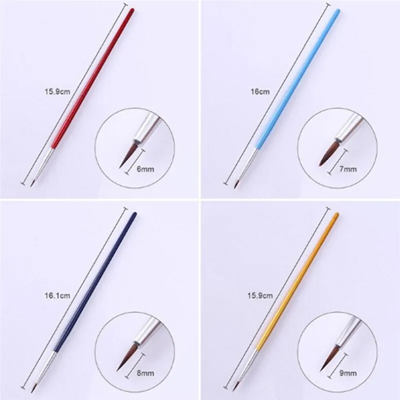 4pcs/set DIY Acrylic UV Gel Brushes Nail Art Liner Painting Pen 3D Tips Drawing Kit Flower Line Grid French Design Tool New