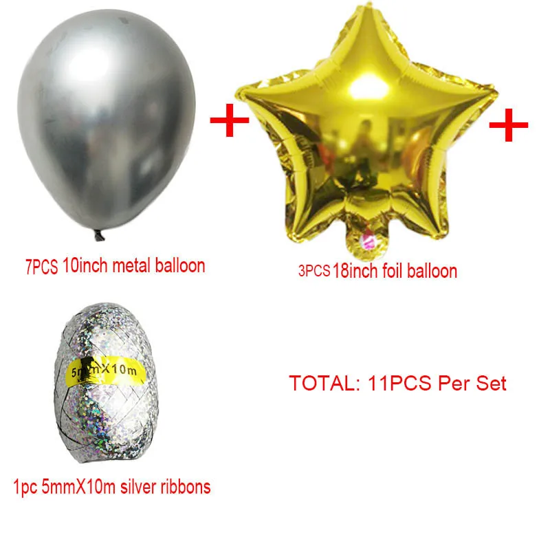 10inch silver metal 1 Набор 12/18 дюймов конфетти металлик воздушные шары для дня рождения вечерние воздушный шар с гелием украшения, свадьбы, праздника, балон вечерние поставки - Цвет: 10inch silver metal