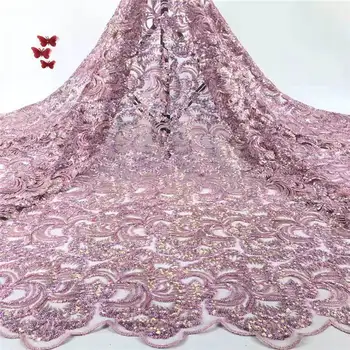 

onion color handmade french beaded lace fabrics 2018 3d flower sequins fabric luxury full beaded bridal lace fabric 5yards IG540