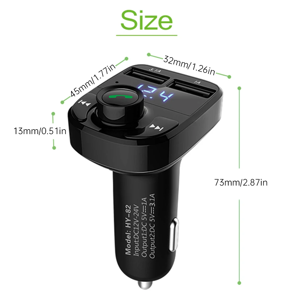 MP3-плеер Bluetooth USB fm-плеер AUX передатчик Hands-Free Автомобильное зарядное устройство радио приемник для автомобиля с двумя зарядными портами 3.1A