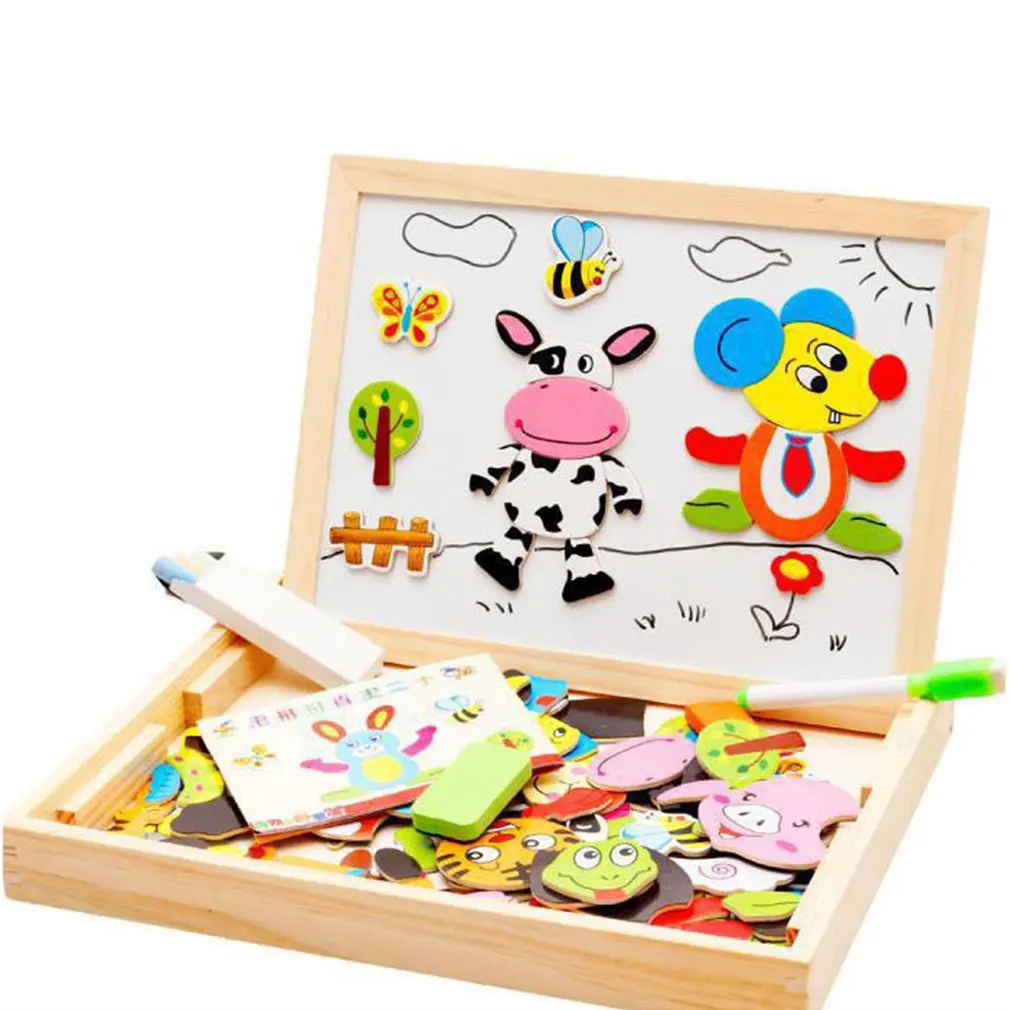 Child Happy Magnetic Spelling Wooden Children Double-Sided Drawing Board 0-3 Years Old Enlightenment Educational Toy