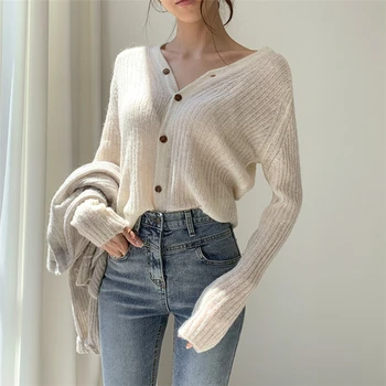 

WICCON 2020 Autumn Winter Women's V-Neck Sexy Knitwear Stylish Knitted Button Cardigans Korean Lady Sweaters