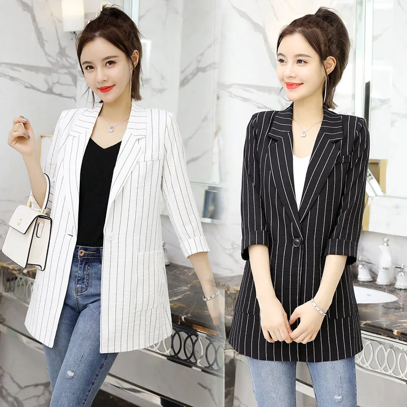 

Small Suit WOMEN'S Suit Korean-style Casual Business Suit South Korea Elegant Stripes Fashion Coat Qxmyr1919
