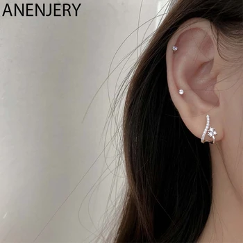 

ANENJERY Shiny Zircon Geometric Curve Stud Earrings for Women Gifts Sweet Party Jewelry Gifts 2020 New Arrival S-E1319