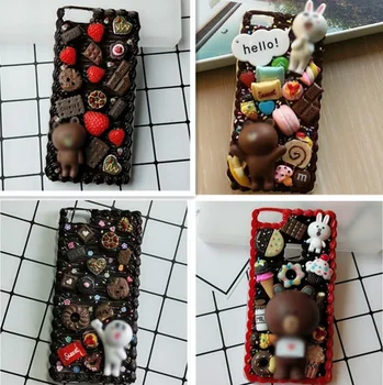 

DIY case for iphone XR X/XS MAX cute 3D cartoon phone cover for iphone11 pro max handmade cream case for 8 7 6 6s plus girl gift
