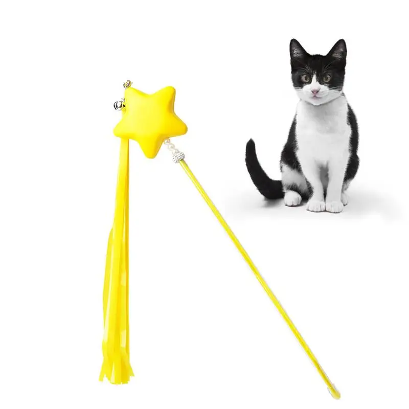 1pcs Cute Cat Teaser Toy Creative Star Tassel Plastic Cat Teaser Wand