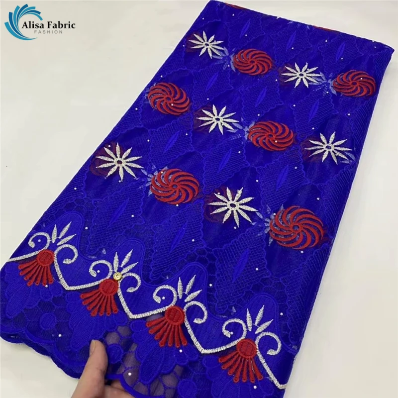 2021 High Quality Embroidery French Net lace African Lace Fabric With Stones Nigerian Tulle Fabrics 5 Yards/lot For Women Dress | Дом и сад