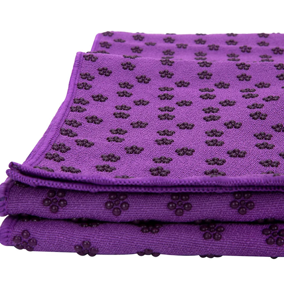 Silicone Floor Grips Non Slip Yoga Mat Towel Soft Microfiber Hot Yoga Mat for Bikram Pilates Floor High Sweat Exercises