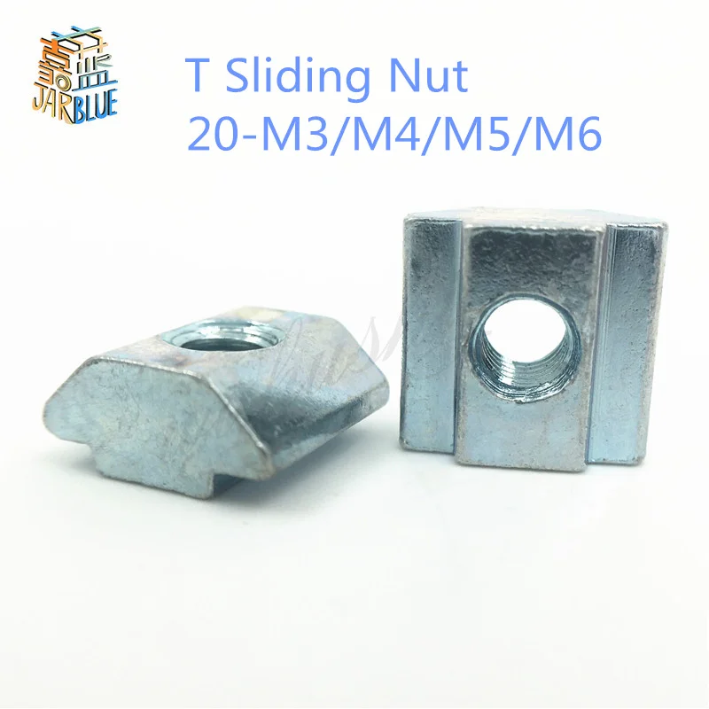 50pcs/lot T Sliding Nut Block Square nuts M3 M4 M5 M6 for 2020 Aluminum Profile Slot 6 Aluminum