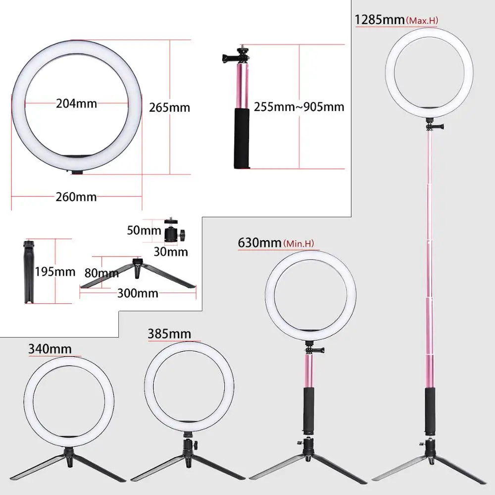 Kaufen Fosoto 16 26cm Fotografische Beleuchtung 3200 K 5500 K Dimmbare Led Ring Licht Lampe Foto Studio Telefon video Schönheit Make Up mit stativ