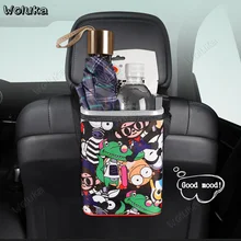 Автомобильная корзина для мусора многофункциональная мультяшная Автомобильная подвесная мусорная корзина со встроенным мусорным мешком на заднем сиденье подвесная сумка CD50 Q01
