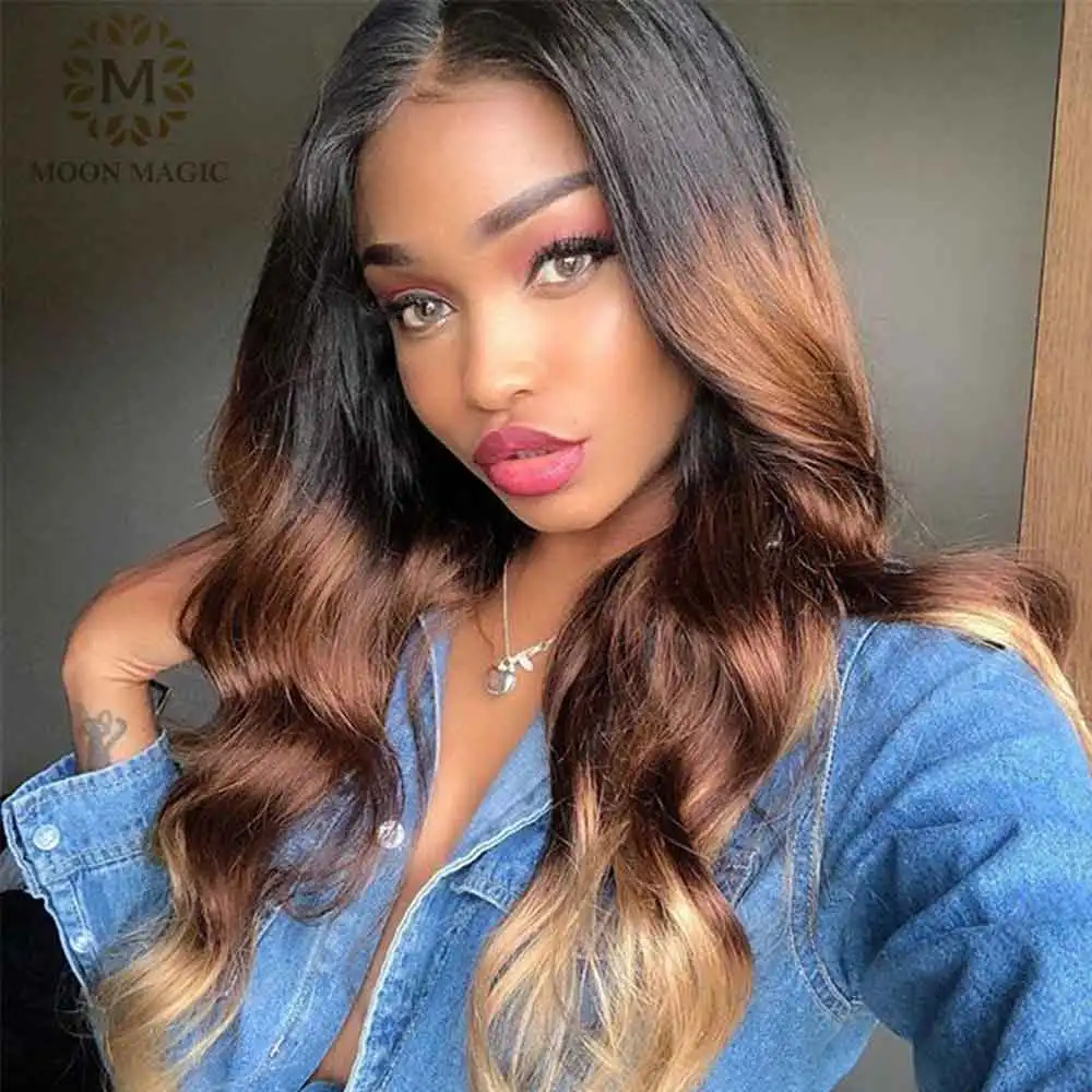 

Ombre Human Hair Wig Colored Loose Wave 360 Lace Frontal Wig Pre Plucked With Baby Hair 13x6 Lace Front Human Hair Wigs Glueless