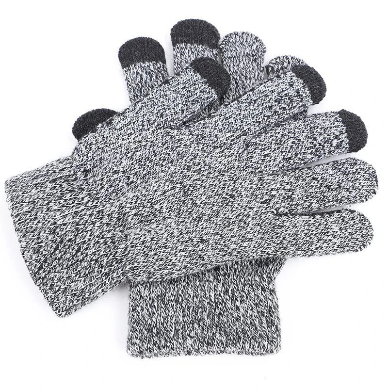 Перчатки для женщин/мужчин, Зимние перчатки для женщин и мужчин, унисекс вязаная теплая рукавица, перчатки для разговоров и сенсорных экранов, коврик для мобильного телефона - Цвет: Light Gray