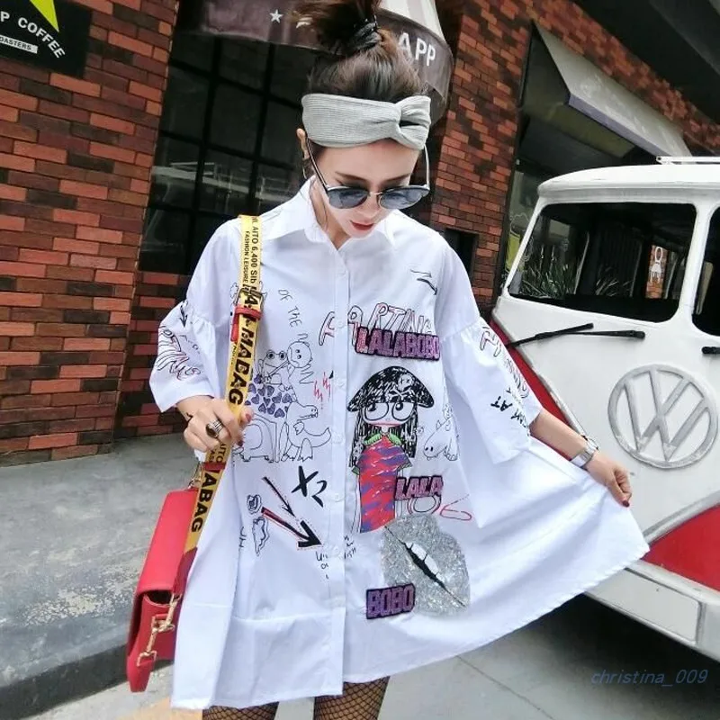 Женская сетчатая рубашка с принтом и блестками лето 2020 | одежда