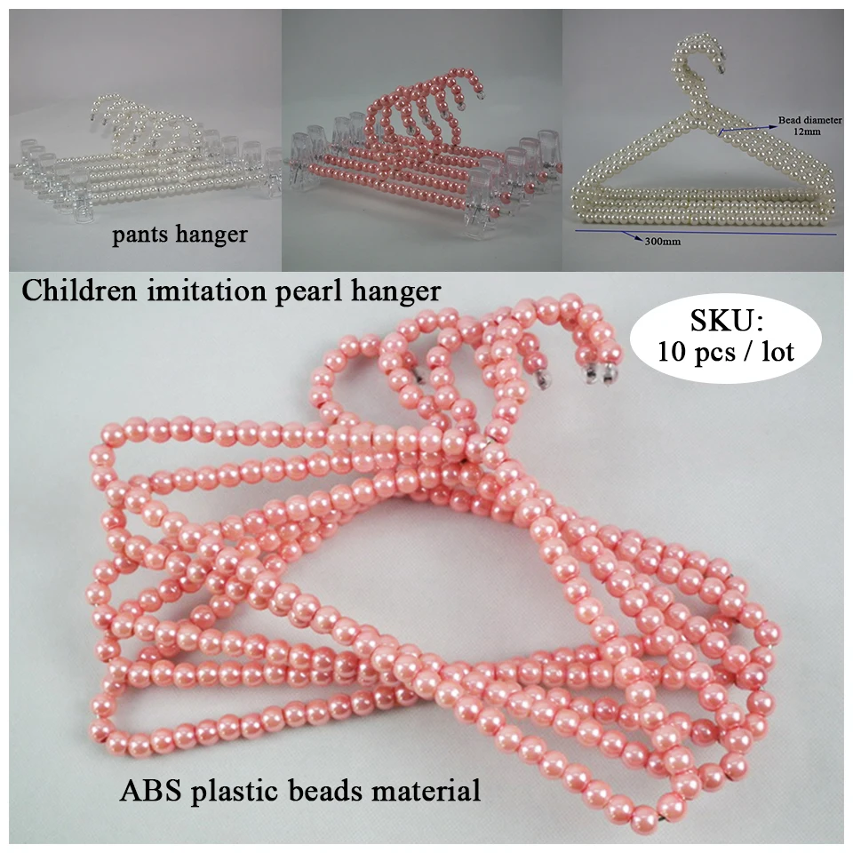 Child Plastic hanger imitation pearl hangers Factory hot sale KIDS coats or skirts display white