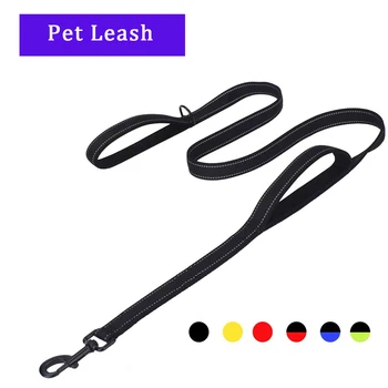 

1.5M Reflective Dog Leash 2 Padded Handles Pet Training Leash For Safe Traffic Control Ideal For Large Medium Dogs Leashes