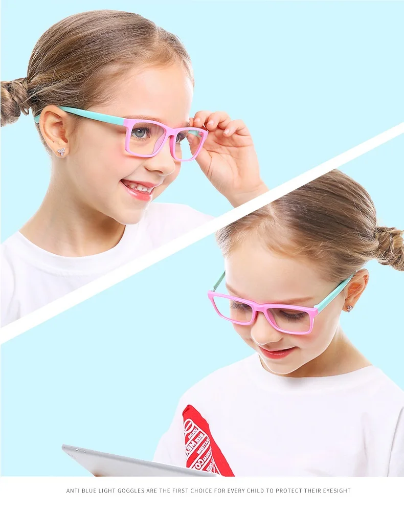 Zerosun компьютерные очки детские мальчики девочки блокировка синий светильник анти-отражающие очки силиконовые дети мальчик девочка UV400