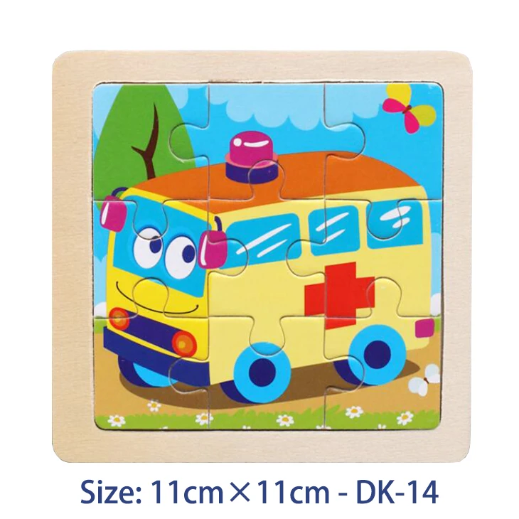 Hot Sale 9/20 Slice Kids Puzzle Toy Animals and Vehicle Wooden Puzzles Jigsaw Baby Educational Learning Toys for Children Gift 34